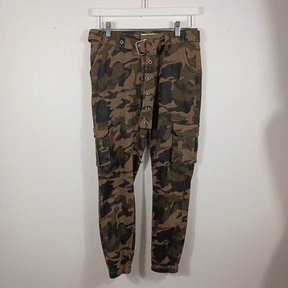 I & M Jeans, Camo Cargo Jogger Pants, Belted, Size Small, Tactical, Utility - Picture 13 of 14